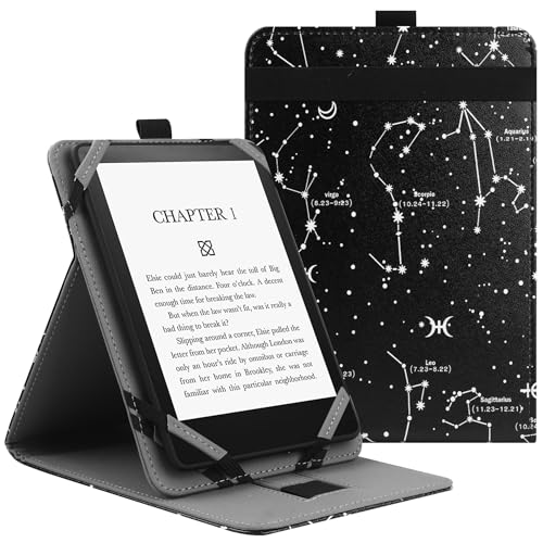 VOVIPO Custodia universale per 6 '6.8' 7'Kindle Paperwhite/colorsoft eReaders,Stand Cover con cinturino compatibile con Kindle/Kobo/Tolino/Pocketbook/Sony 6-6.8-7 pollici ebook readers-Constellation