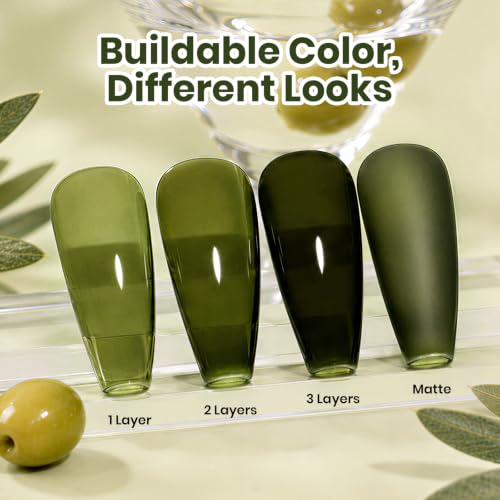 Image of Beetles Sheer Olive Green Jelly Gel Polish - Olive Martini 15ml Fall Gel