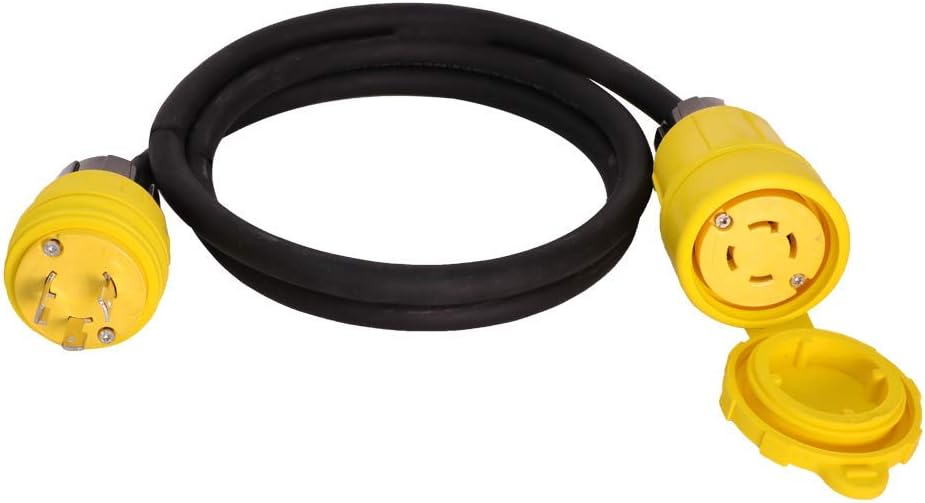 Weatherproof L5-30P to L14-30R Generator Power Cord - 15 Foot, 30A, 125V, 10/3 SJOOW Cable - Iron Box Part # IBX-78446-15 - UL Listed - Made in USA
