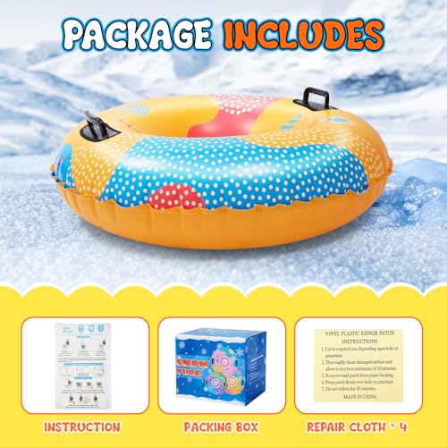 3Pack Snow Tubes, Snow Tubes Sleds for Sledding Inflatable Snow Tube, Thickened Heavy Duty Sleds for Winter with Handles, Cold-Resistant Inflatable Snow Toys,Snow Sleds for Family Outdoor Activities by PAZIONMI - Image 3