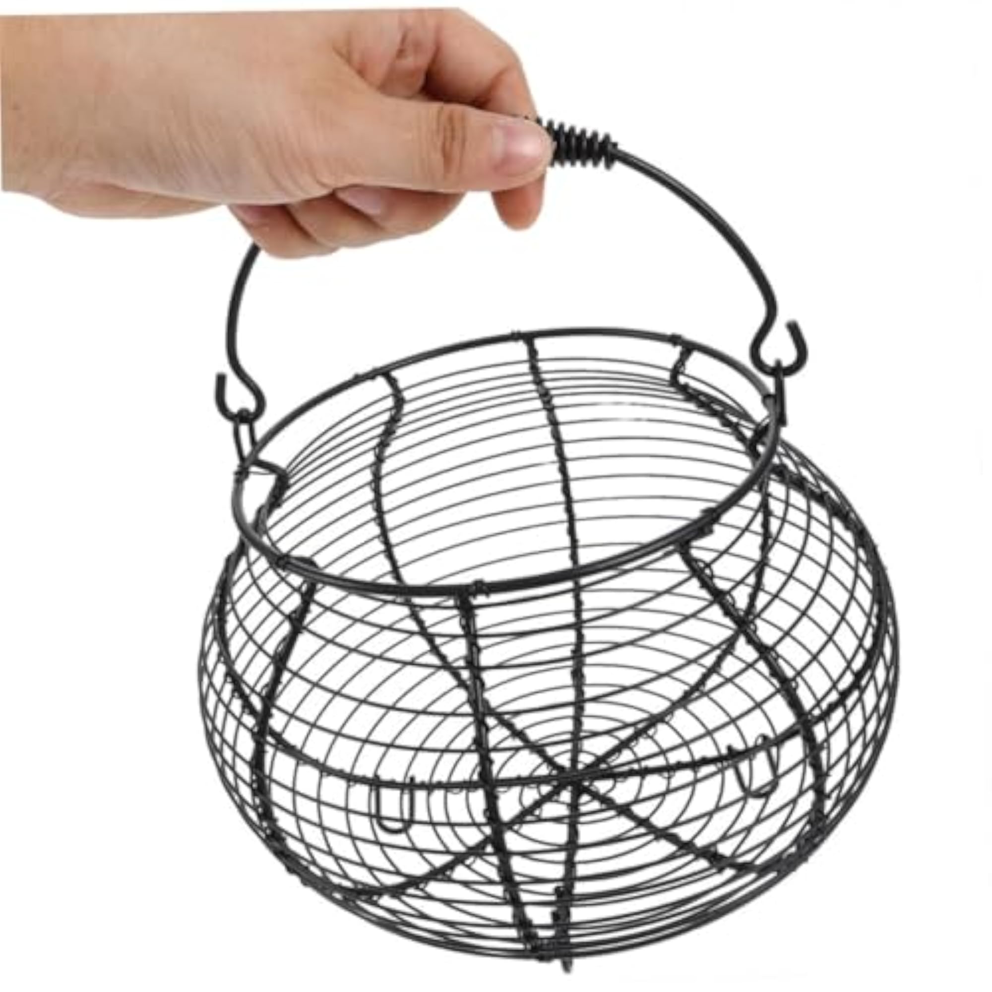 2Pcs Black Wire Egg Baskets with Handle for Kitchen Storage