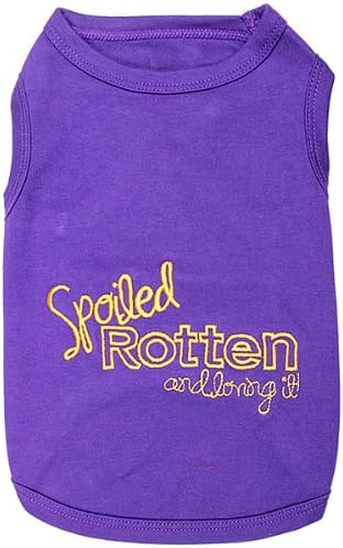 Parisian Pet Dog Cat Clothes Tee Shirts Embroidered T-Shirt Spoiled Rotten, XL