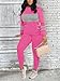 Hakubeby Two Piece Sets for Women Long Sleeve Striped Crewneck Slim Fit Active Sweatsuits Spring Fall 2025 Fashion Rose Red X-Large