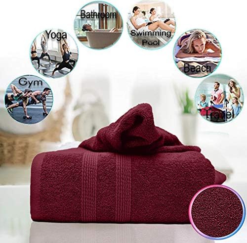 Bath Towels  Set of 2 Bathroom Towels 500 GSM - Premium Egyptian Cotton  Ultra-Absorbent Towels Set  Quick Dry & Super Soft  Suitable for Home, Hotels and Spa  70 x 130cm (Wine, 2 Bath Towels)