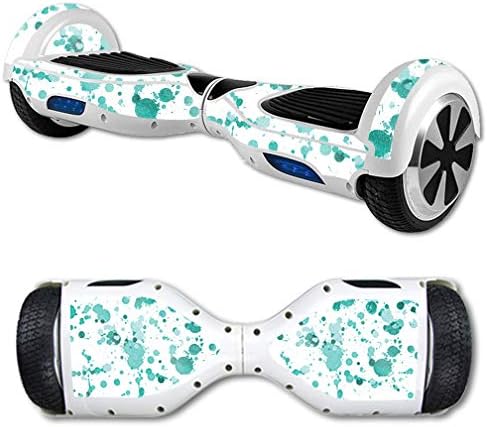 MightySkins Glossy Glitter Skin for Self Balancing Mini Scooter Hover Board - Teal Splatter | Protective, Durable High-Gloss Glitter Finish | Easy to Apply, Remove, and Change Styles | Made in The USA