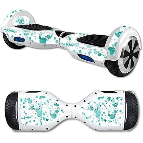 MightySkins Glossy Glitter Skin for Self Balancing Mini Scooter Hover Board - Teal Splatter | Protective, Durable High-Gloss Glitter Finish | Easy to Apply, Remove, and Change Styles | Made in The USA