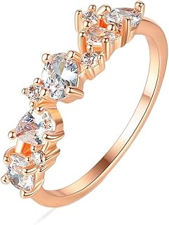 Wycian Finger Rings Women Gold Ring Marriage 9K No-Metal-Stamp (Fashion Only) Lab Diamond Oval and Pear with Zircon White Size 45 (14.3) Modern Female Graduation Personalized