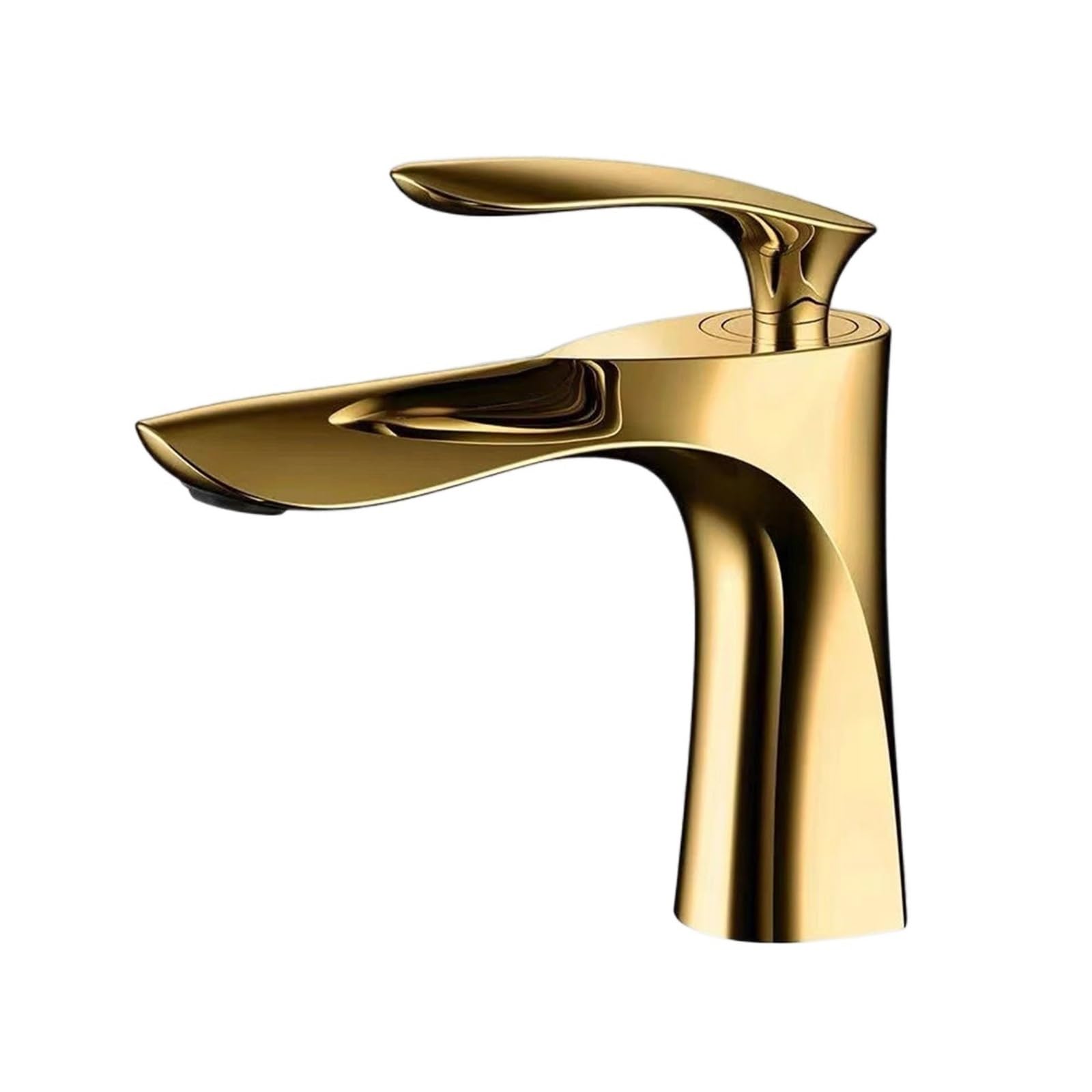 ZYCHSJXA Modern Chrome-Plated Bathroom Basin Faucet - Single Handle Hot and Cold Water Tap for Sink,Bathroom Sink Faucet(Mp19 1 Gold)