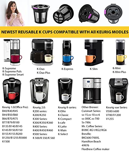 Maxrona Reusable K Cups For Keurig Supreme Multistream Series-4 Packs Universal Compatible With Keurig Reusable Coffee Pods-Leakproof Refillable K Cups For All Keurig 2.0 & 1.0 Brewers, Bpa Free #TOP1