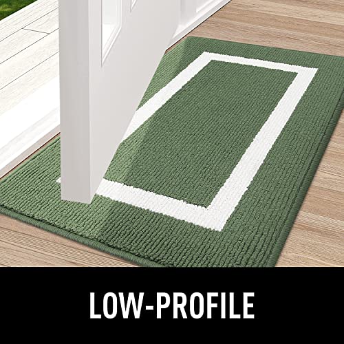 Olanly Indoor Door Mat, 32X20, Non-Slip Absorbent Resist Dirt Entrance Mat, Washable Low-Profile Inside Entry Doormats For Entryway, Green #TOP3