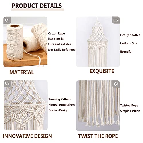 Boho Lamp Shade, Hanging Light Shade, Macrame Lamp Shade, Boho Hanging Lamp Shade, Woven Pendant Lamp Shade, Office Bedroom Living Room Dorm Room Bohemian Home Decor（Lightbulb Not Included）(A) #TOP2
