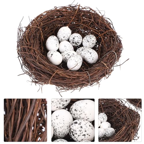 Nido de pájaro artificial de ratán para decoración de Pascua y proyectos creativos 8
