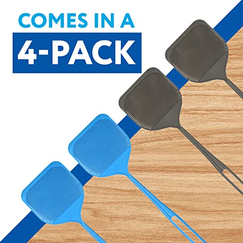 Impresa Extra Large Fly Swatter - 4-Pack, Blue & Grey Spiked Fly Swatter with 5″ Smashing Surface - Hygienic Bug Picker Upper Tool - Durable Heavy Duty Swatting Tool - Thumbnail 4