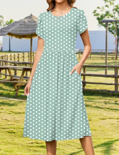 Image of Zeagoo Womens Summer Dresses Casual Aline Midi Dress Short Sleeve Floral Tshirt Dress Flowy Beach Sundresses with Pockets