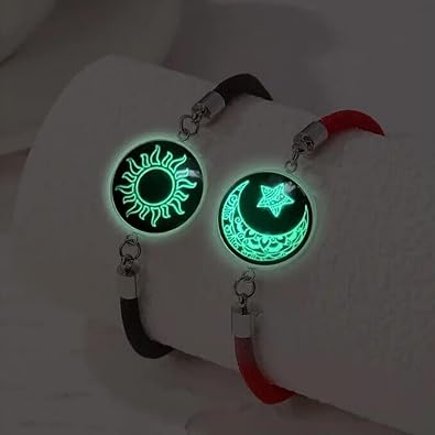 Colourful Sun Moon Bracelets for Women Luminous Bracelet Couples Bracelet Luminous Glowing in The Dark Star Bracelet for Men