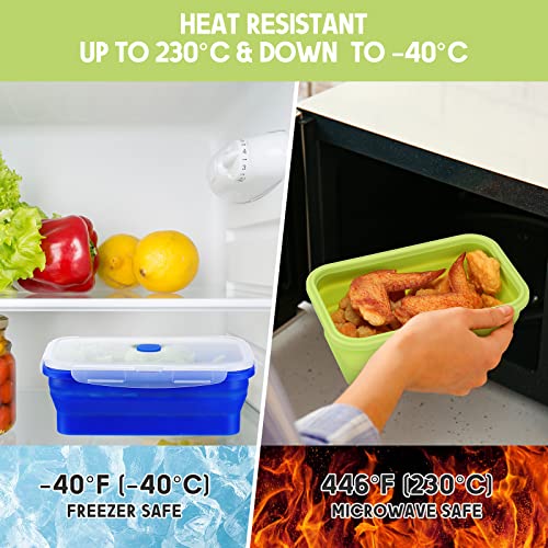 4 Sets 16 Pcs Silicone Food Storage Containers With Lids Collapsible Meal Prep Container Silicone Food Box Microwave Lunch Containers Leftover Meal Box, Dishwasher And Freezer Safe (Multicolor) #TOP6