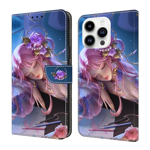Étui cuir iPhone 17 Pro à rabat magnétique haut de gamme au motif artistique raffiné