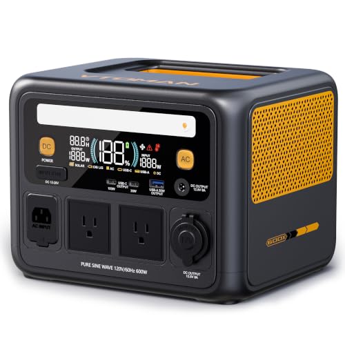 VTOMAN Jump 600X Portable Power Station, LFP Battery Powered Generator with 2x 600W AC Outlets (Surge 1200W), 4x USB ports, 3x DC Output for Outdoor Camping, Vehicle Emergency, Electric Backup