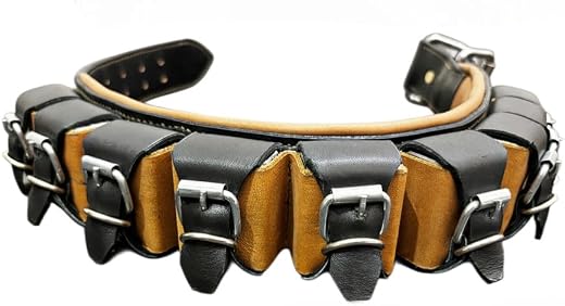 Adjustable Leather Weighted Dog Training Collar with Modular Weight Pockets, Heavy Duty Metal Buckle, D-Ring for Strength ...