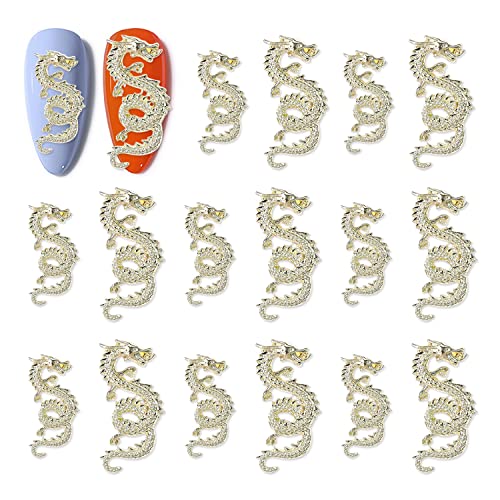 WOKOTO 20pcs Gold Chinese Dragon Nail Charms