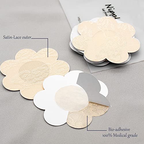 Kivetai 30 Pieces Nipple Covers For Women, Disposable Nipple Cover, Self-Adhesive Nipple Stickers Petal-Shaped Breast Pasties Nipple Pasties For Backless Dresses Black #TOP1