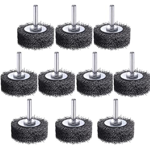 10 Pack Wire Wheel Brush Wire Wheel Brush for Drill Attachment, Rocaris 2 Inch Heavy Duty Wire Brushes Removal Paint Rust & Corrosion, 0.0118" Carbon Steel Wire, 1/4in Shank, 20000RPM Cover