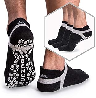 Muezna Men's Non-Slip Yoga Socks, Anti-Skid Pilates, Barre, Bikram Fitness Hospital Slipper Socks