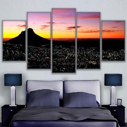 Genérico 5 Impresiones en Lienzo Ciudad del Cabo Sudáfrica Lienzo de pared de arte moderno enmarcado Pintura Dormitorio Salón Cocina