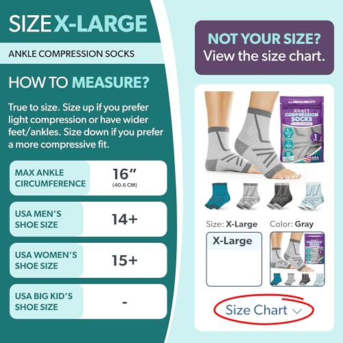 Image of BraceAbility Athletic Ankle Compression Socks for Men and Women - Toeless Running Ankle Brace Support Sleeves for Sports, Workouts, Plantar Fasciitis, Achilles Tendonitis, Foot Pain Relief (XL - Gray)