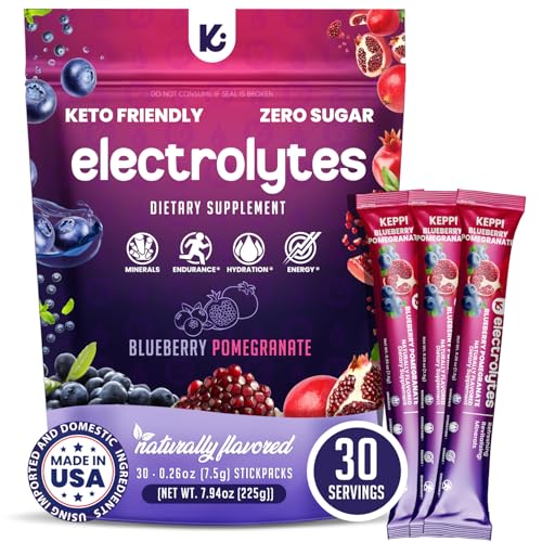 Keppi Electrolytes Powder Packets – Blueberry Pomegranate 30 Servings –
