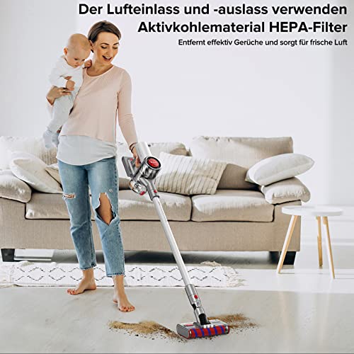 Redroad V17 Akku Staubsauger, 26500Pa Starke Saugleistung bis zu 60 Min Laufzeit, 450W Kabelloser Staubsauger mit Smart Screen, 360° LED Elektrobürste, Abnehmbarem Akku, für Tierhaare – Bild 3