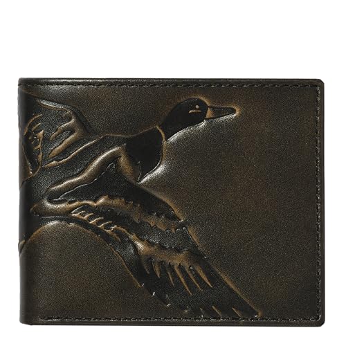 House of Jack Co. Duck Slim Bifold Wallet for Men and Outdoorsmen, Camou Lining, Full Grain Cowhide Leather Wallet, Black