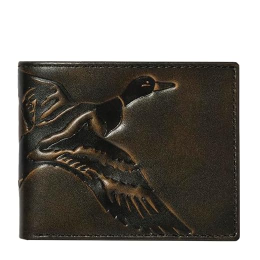 HoJ Co. DUCK Bifold Wallet For Men | Full Grain Leather Wallet with Hand Burnished Finish | Outdoor Sportsman Billfold | Slim Bifold Mens Wallet | Duck Hunter Gift