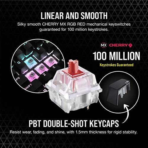 Corsair K65 RGB MINI 60% Mechanical Gaming Keyboard (Customisable RGB Backlighting, CHERRY MX Red Mechanical Keyswitches, PBT Double-Shot Keycaps, AXON Hyper-Processing Technology) QWERTY, Black