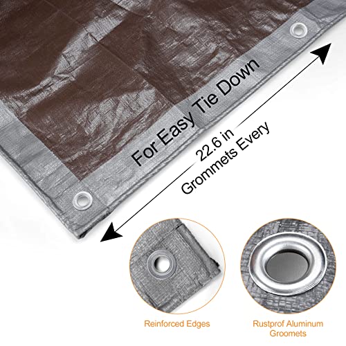 Land Guard 6’×8’ Super Heavy Duty Poly Tarp – 16Mil Thick Silver/Brown Plastic Tarp Waterproof - Tarps Heavy Duty Waterproof - 100% Uv Resistant, Rot/Rip/Tear Proof Tarpaulin And Reinforced Edges #TOP4