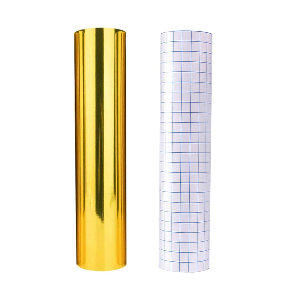 Craft Adhesive Vinyl Roll, 1x5ft Permanent Adhesive Backed Sticker Vinyl Sheets and Clear Transfer Paper Tape Roll-Self Adhesive Vinyl Decal Sheets Compatible with All Cutting Machines (Dastling)