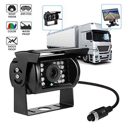 4-polige robuste Nachtsicht-Rückfahrkamera mit 18 IR-LEDs, wasserdicht, für Busse, LKW, Anhänger, 12 V-24 V, mit 15 m langem, 4-poligen Kabel