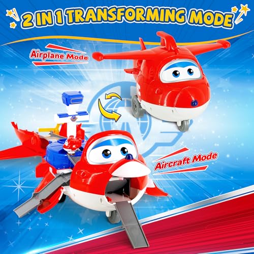 Super Wings Jett's Takeoff Tower 2-in-1 Airplane Toys Playset with 2" Jett Mini Figure Transform-a-Robots, Toys for Preschool Kids, Gifts for Boys and Girls Age 3+, Educational Learning Toy - Image 3
