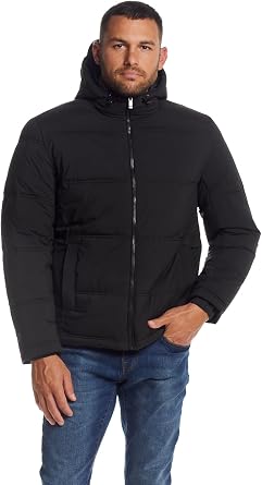 Weatherproof Hooded Puffer Jacket for Men - Water Resistant Bubble Coat for Men | Puffy Alternative Down Jacket