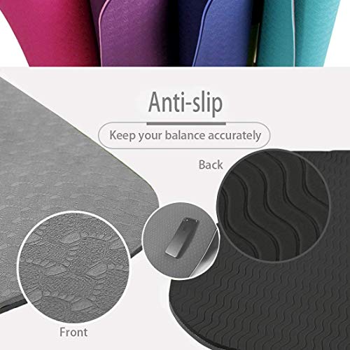 Image of IRIS Fitness Non Slip TPE Yoga Mat for Hot Yoga Pilate Gymnastics, Double Sided (72 inch x 24 inch x 6 mm, Free Size, Grey - Black)