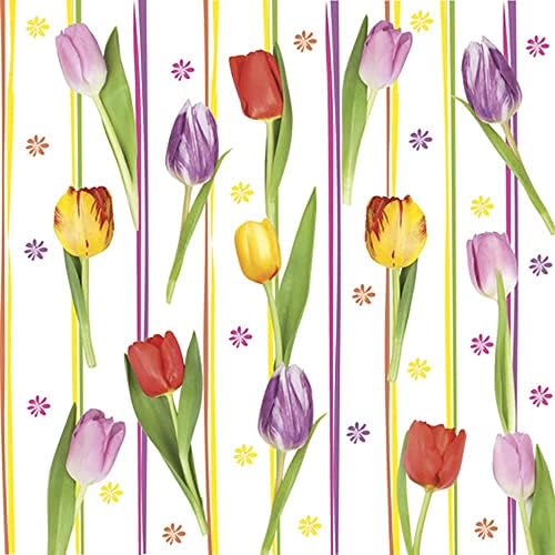 DAISY 3-Ply Spring Flowers Tissue Paper Napkins Serviettes for Decoupage Lunch 33cm x 33cm - Pack of 20 (Drawn Roses with Butterflies)