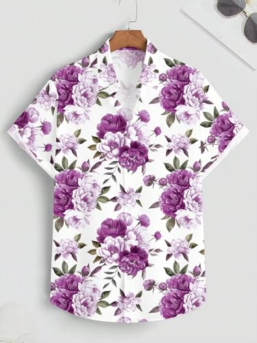 Men's Floral Print Short Sleeve Shirt - Casual Stylish Button-Up​2