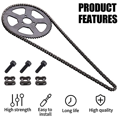Cncmotok 25H 136Links Chain + 68T 68 Tooth Rear Sprocket,Fit For 49Cc Mini Small Sports Car Pocket Bike 2 Stroke Off-Road Motorcycle Chain Pinion Chain Drive Gear #TOP3