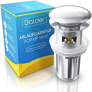 BALDER (Original) - Premium Universal Pop Up Sink Plug, Bathroom Sink Plug for Basin Waste - Precise Chrome Platted Fitting Brass Drain Valve with Free Seal Rings