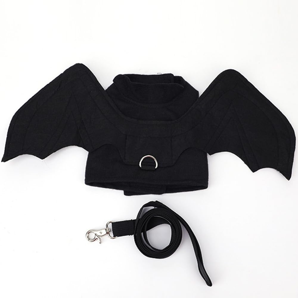 TOMVAES Pet Halloween Costume, Bat Wings for Small Cats & Dogs with Leash, Lightweight and Adjustable Velcro Fasteners, Ideal for Halloween, Christmas, Parties, Cosplay & Daily Wear