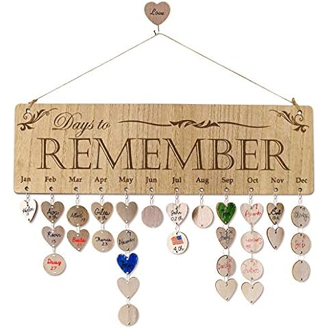 YuQi Best Gifts Present for Moms Dads from Daughter Son- Wooden Family Birthday Reminder Calendar Board Wall Hanging- Days to Remember- Great Way to Keep All Birthdays & Anniversary’s Cover