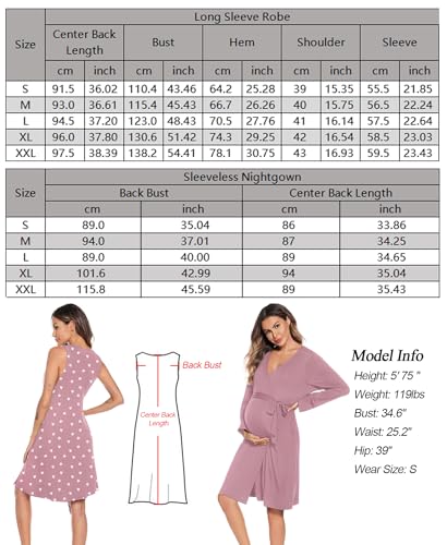 Image of SWOMOG Women Maternity Nursing Gown and Robe Set 3 in 1 Labor Delivery Nursing Nightgown for Breastfeeding Hospital Bathrobe