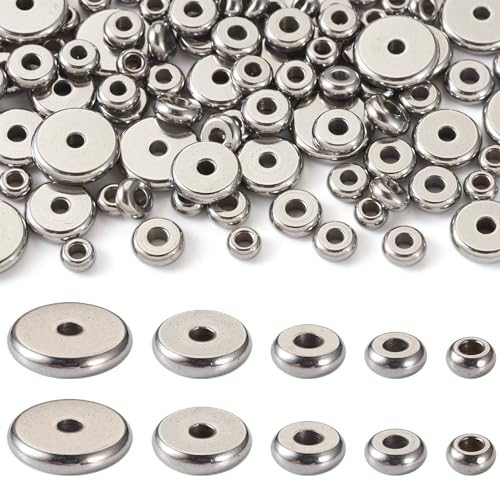 Cuentas espaciadoras de acero inoxidable Craftdady redondas y planas Heishi para joyería 2