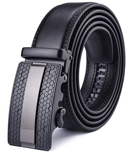 X XHtang Men's Ratchet Belt with Genuine Leather, Slide Belt for men 1 3/8 inches Wide