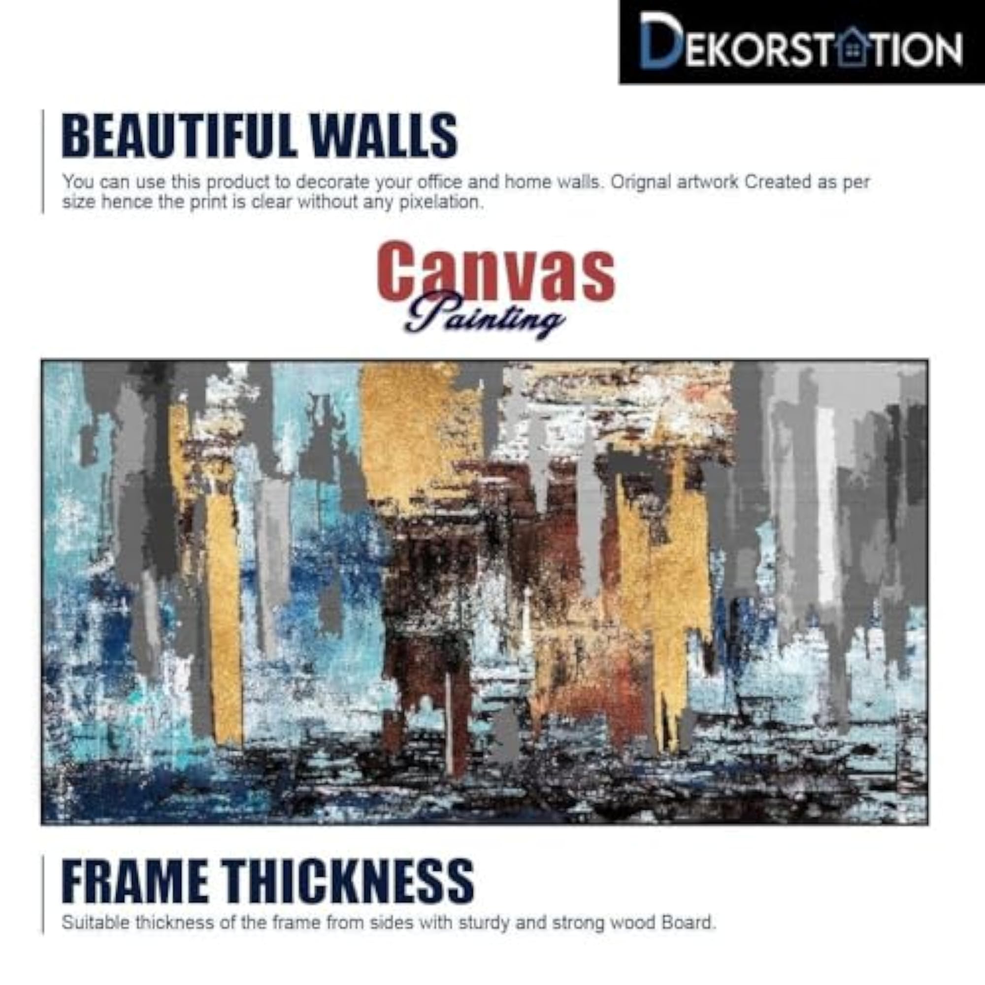 Blue Abstract Floating Frame Canvas Wall Painting